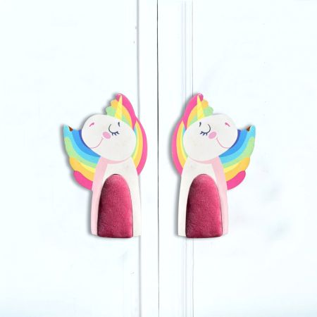 Handcrafted Acacia Wood Pink Unicorn Handle Pair